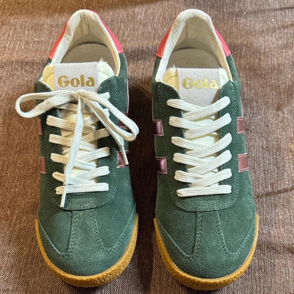 Gola Shoes - Gola Women’s Elan Glitz Trainer Evergreen/Pink/Coral Size US 8